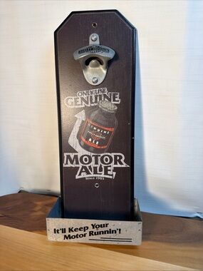 Harley Davidson Wooden Bottle Opener Wall Mountable Motor Ale